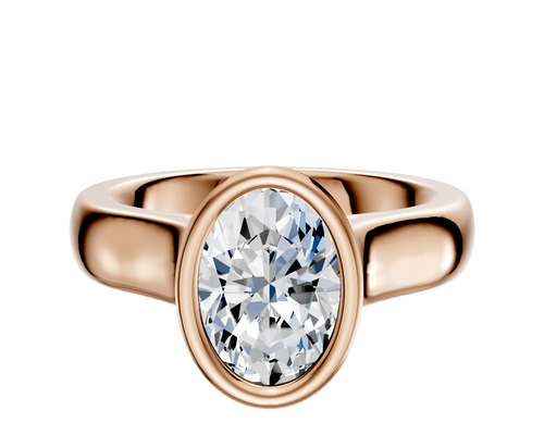 14K Rose Gold Bezel Full Bezel North/South Cathedral Dome 4.0mm Engagement Ring