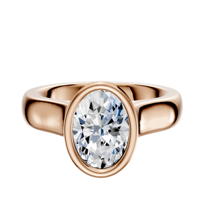 14K Rose Gold Bezel Full Bezel North/South Cathedral Dome 4.0mm Engagement Ring