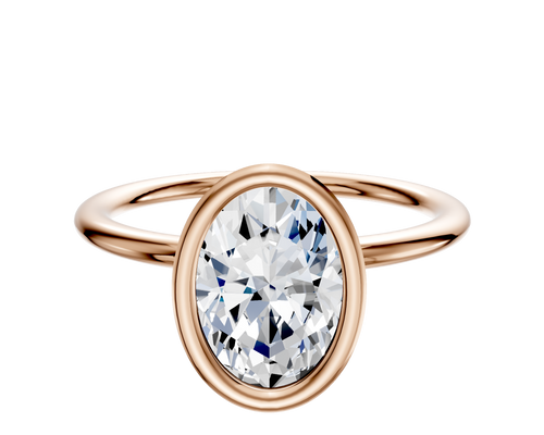 14K Rose Gold Bezel Full Bezel North/South Classic Dome 1.5mm Engagement Ring
