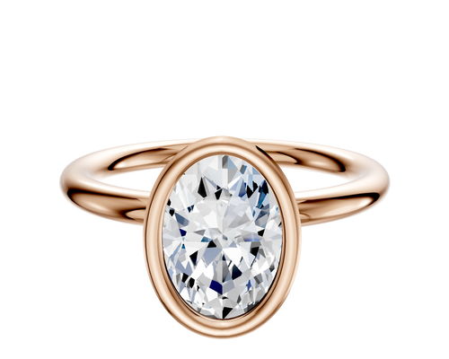 14K Rose Gold Bezel Full Bezel North/South Classic Dome 2.0mm Engagement Ring