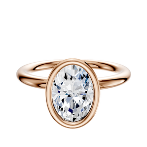 14K Rose Gold Bezel Full Bezel North/South Classic Dome 2.0mm Engagement Ring