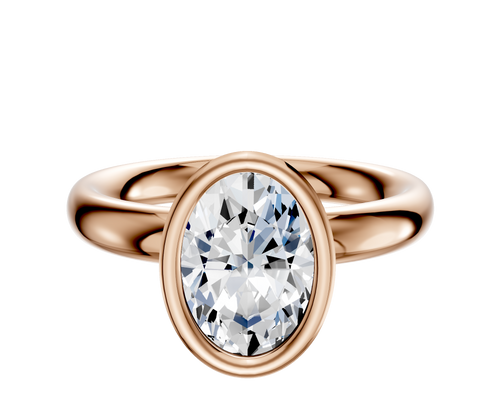 14K Rose Gold Bezel Full Bezel North/South Classic Dome 3.0mm Engagement Ring