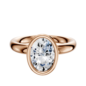 14K Rose Gold Bezel Full Bezel North/South Classic Dome 3.0mm Engagement Ring