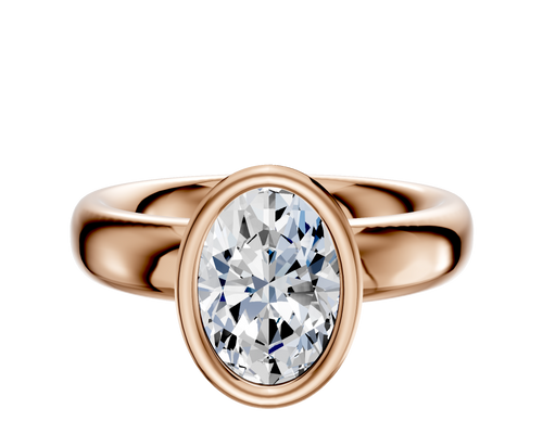 14K Rose Gold Bezel Full Bezel North/South Classic Dome 4.0mm Engagement Ring