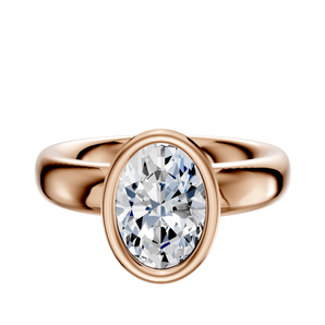 14K Rose Gold Bezel Full Bezel North/South Classic Dome 4.0mm Engagement Ring