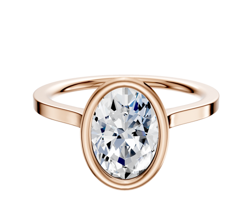 14K Rose Gold Bezel Full Bezel North/South Cathedral Flat 1.5mm Engagement Ring