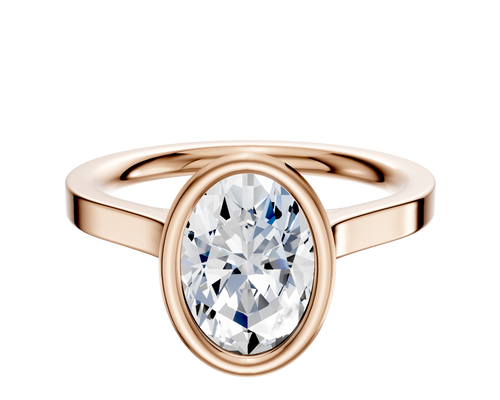 14K Rose Gold Bezel Full Bezel North/South Cathedral Flat 2.0mm Engagement Ring