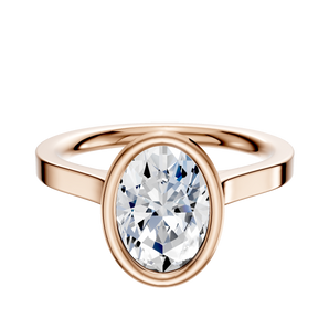14K Rose Gold Bezel Full Bezel North/South Cathedral Flat 2.0mm Engagement Ring