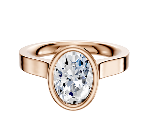 14K Rose Gold Bezel Full Bezel North/South Cathedral Flat 3.0mm Engagement Ring