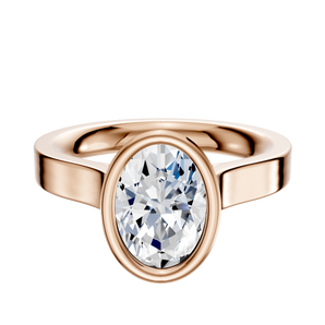 14K Rose Gold Bezel Full Bezel North/South Cathedral Flat 3.0mm Engagement Ring