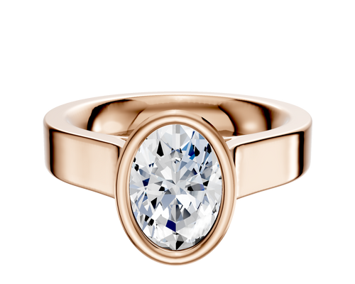 14K Rose Gold Bezel Full Bezel North/South Cathedral Flat 4.0mm Engagement Ring