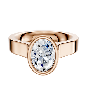 14K Rose Gold Bezel Full Bezel North/South Cathedral Flat 4.0mm Engagement Ring