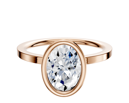 14K Rose Gold Bezel Full Bezel North/South Classic Flat 1.5mm Engagement Ring