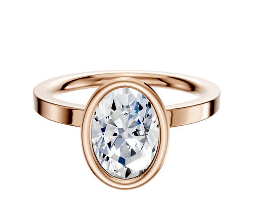 14K Rose Gold Bezel Full Bezel North/South Classic Flat 2.0mm Engagement Ring