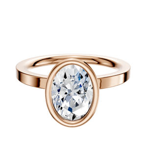 14K Rose Gold Bezel Full Bezel North/South Classic Flat 2.0mm Engagement Ring