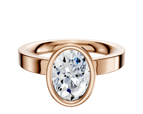 14K Rose Gold Bezel Full Bezel North/South Classic Flat 3.0mm Engagement Ring