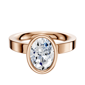 14K Rose Gold Bezel Full Bezel North/South Classic Flat 3.0mm Engagement Ring