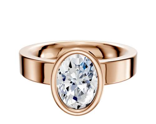 14K Rose Gold Bezel Full Bezel North/South Classic Flat 4.0mm Engagement Ring