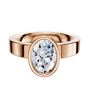 14K Rose Gold Bezel Full Bezel North/South Classic Flat 4.0mm Engagement Ring