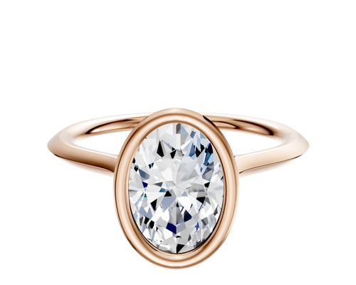 14K Rose Gold Bezel Full Bezel North/South Cathedral Knife Edge 1.5mm Engagement Ring