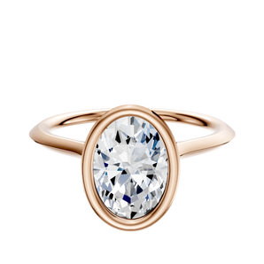 14K Rose Gold Bezel Full Bezel North/South Cathedral Knife Edge 1.5mm Engagement Ring