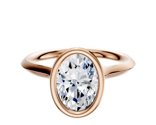 14K Rose Gold Bezel Full Bezel North/South Cathedral Knife Edge 2.0mm Engagement Ring