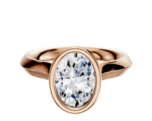 14K Rose Gold Bezel Full Bezel North/South Cathedral Knife Edge 3.0mm Engagement Ring