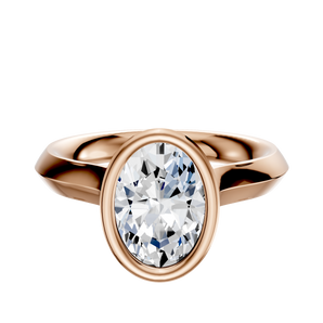 14K Rose Gold Bezel Full Bezel North/South Cathedral Knife Edge 3.0mm Engagement Ring