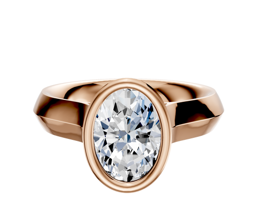 14K Rose Gold Bezel Full Bezel North/South Cathedral Knife Edge 4.0mm Engagement Ring