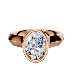 14K Rose Gold Bezel Full Bezel North/South Cathedral Knife Edge 4.0mm Engagement Ring