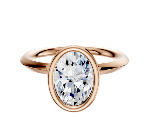 14K Rose Gold Bezel Full Bezel North/South Classic Knife Edge 2.0mm Engagement Ring