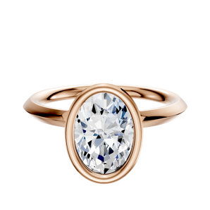 14K Rose Gold Bezel Full Bezel North/South Classic Knife Edge 2.0mm Engagement Ring