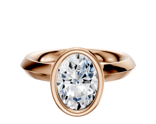 14K Rose Gold Bezel Full Bezel North/South Classic Knife Edge 3.0mm Engagement Ring