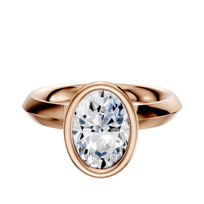 14K Rose Gold Bezel Full Bezel North/South Classic Knife Edge 3.0mm Engagement Ring