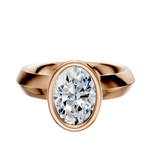 14K Rose Gold Bezel Full Bezel North/South Classic Knife Edge 4.0mm Engagement Ring