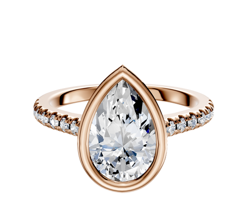 14K Rose Gold Bezel Full Bezel North/South Cathedral Dome 1-Row-Pave 2.5mm Engagement Ring