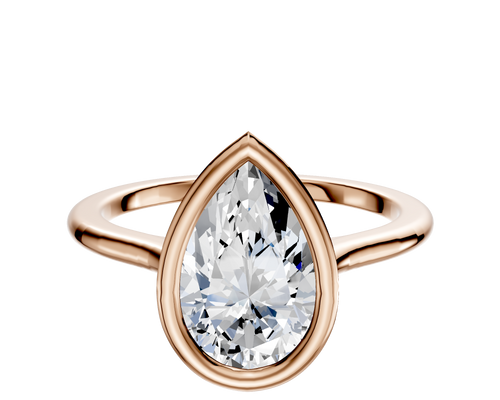 14K Rose Gold Bezel Full Bezel North/South Cathedral Dome 1.5mm Engagement Ring