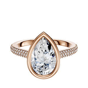 14K Rose Gold Bezel Full Bezel North/South Cathedral Dome 3-Row-Pave 2.0mm Engagement Ring