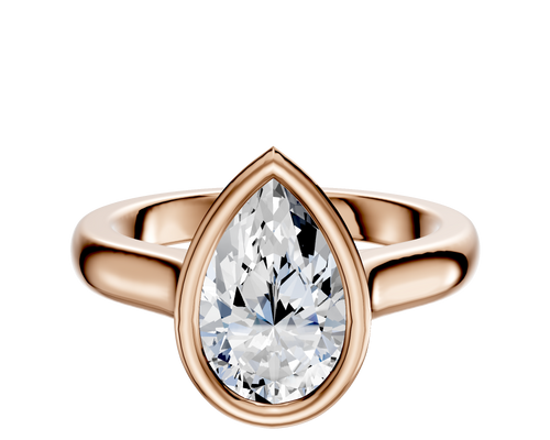 14K Rose Gold Bezel Full Bezel North/South Cathedral Dome 3.0mm Engagement Ring