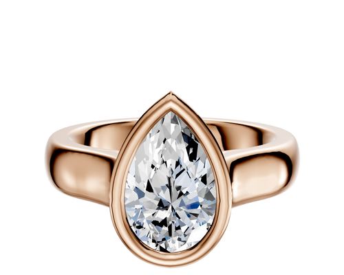 14K Rose Gold Bezel Full Bezel North/South Cathedral Dome 4.0mm Engagement Ring