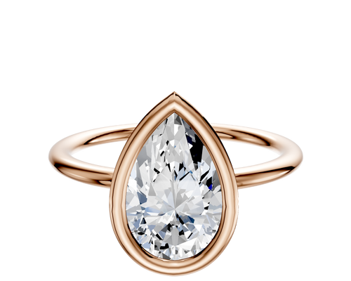 14K Rose Gold Bezel Full Bezel North/South Classic Dome 1.5mm Engagement Ring