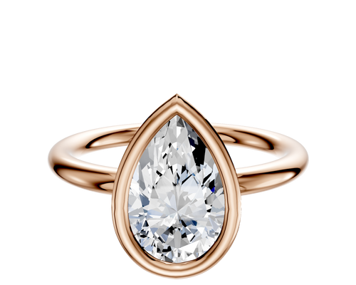 14K Rose Gold Bezel Full Bezel North/South Classic Dome 2.0mm Engagement Ring