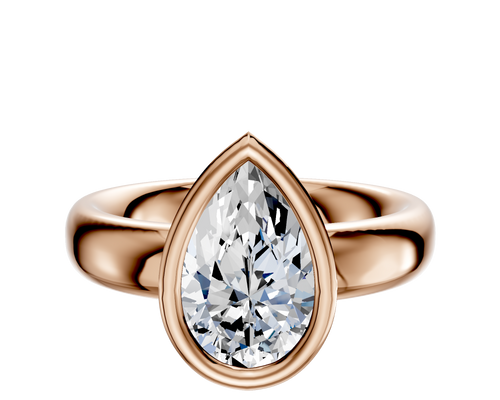 14K Rose Gold Bezel Full Bezel North/South Classic Dome 4.0mm Engagement Ring