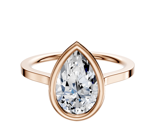 14K Rose Gold Bezel Full Bezel North/South Cathedral Flat 1.5mm Engagement Ring