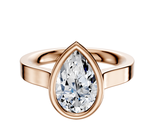 14K Rose Gold Bezel Full Bezel North/South Cathedral Flat 3.0mm Engagement Ring