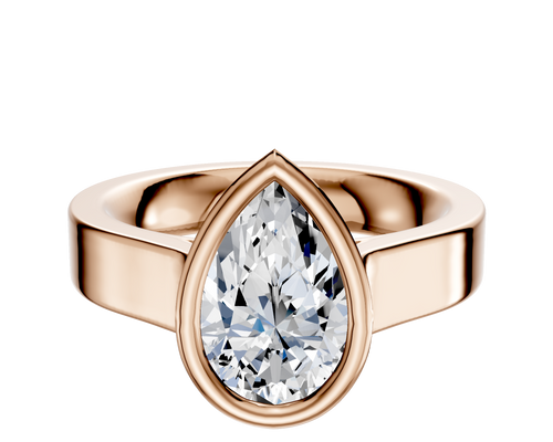 14K Rose Gold Bezel Full Bezel North/South Cathedral Flat 4.0mm Engagement Ring