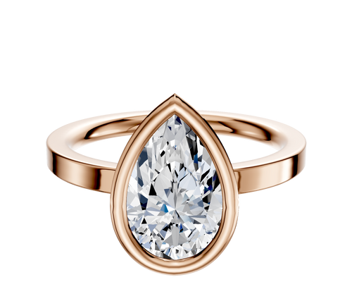 14K Rose Gold Bezel Full Bezel North/South Classic Flat 2.0mm Engagement Ring