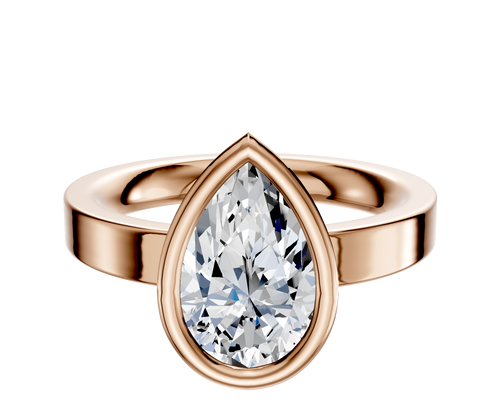 14K Rose Gold Bezel Full Bezel North/South Classic Flat 3.0mm Engagement Ring