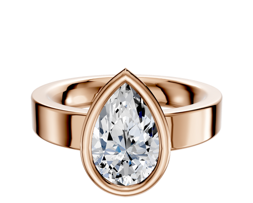 14K Rose Gold Bezel Full Bezel North/South Classic Flat 4.0mm Engagement Ring