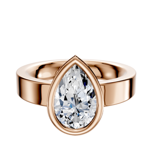 14K Rose Gold Bezel Full Bezel North/South Classic Flat 4.0mm Engagement Ring